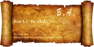 Bartl Arikán névjegykártya